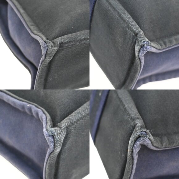 HERMES Logo Fourre Tour PM Hand Tote Bag Canvas Blue Black SHW France 09EF157 - Picture 2 of 14